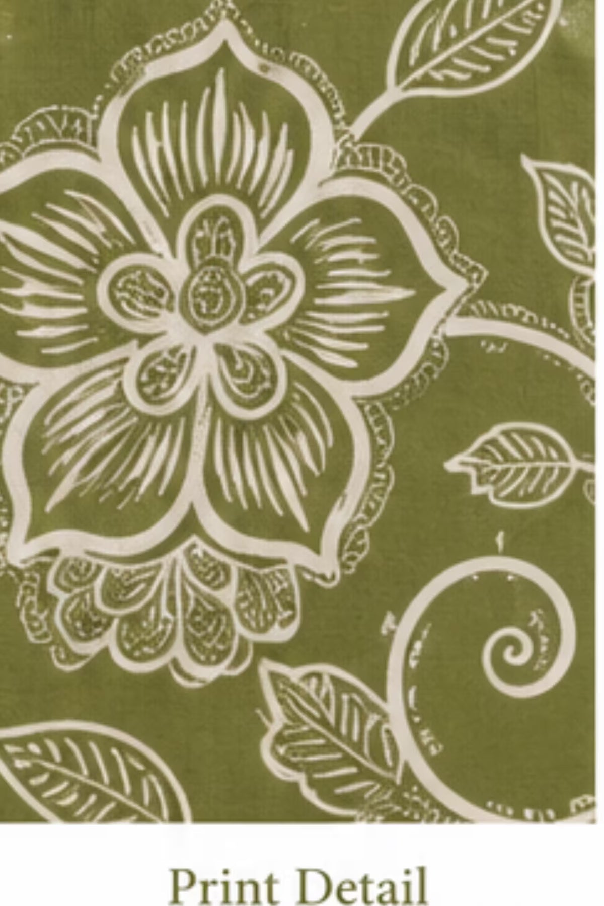 Print Detail - Olive Green Floral Paisley Kurta Pant Set with Striped Dupatta for Women | Bavis Clothing