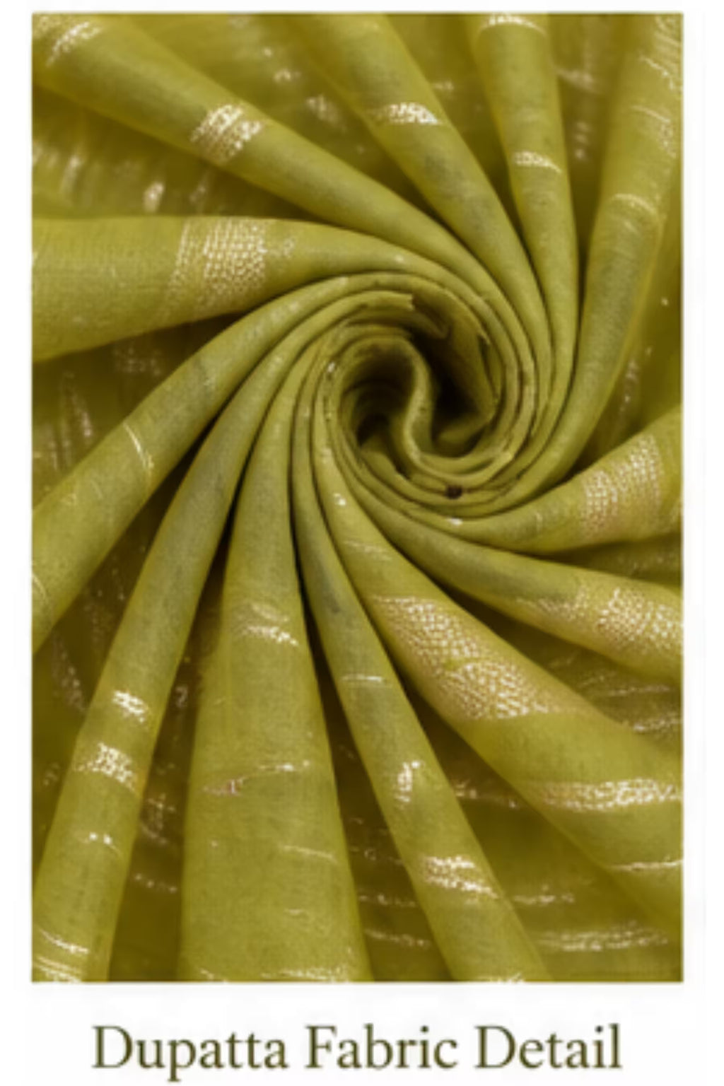 Dupatta Fabric detail - Olive Green Floral Printed Kurta Pant Dupatta Set for Women | Bavis Clothing