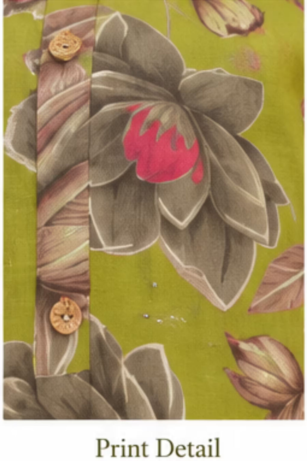 Print Detail - Olive Green Floral Printed Kurta Pant Dupatta Set for Women | Bavis Clothing