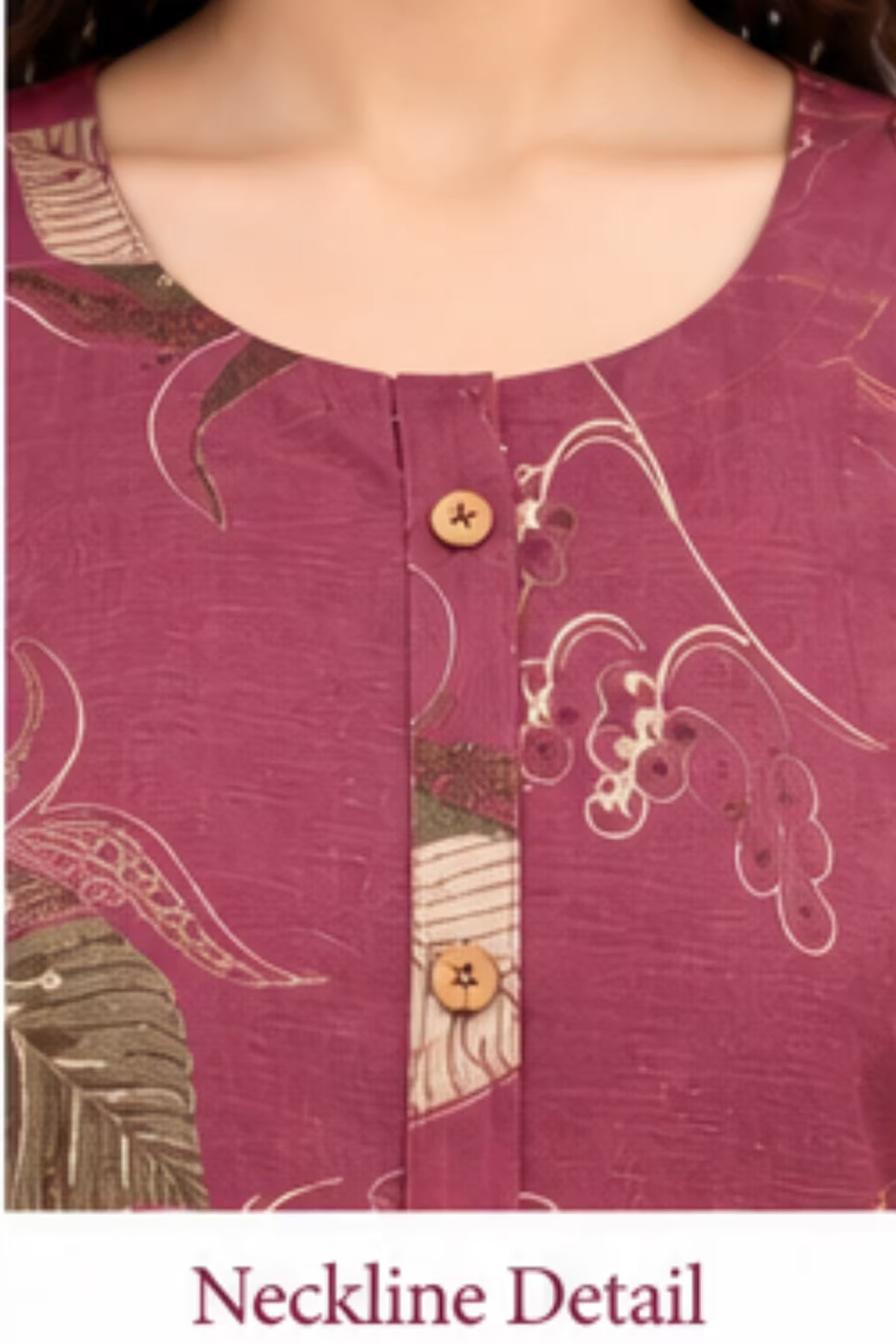Neckline Detail - Onion Pink Printed Kurta Pant Dupatta Set for Women | Bavis Clothing