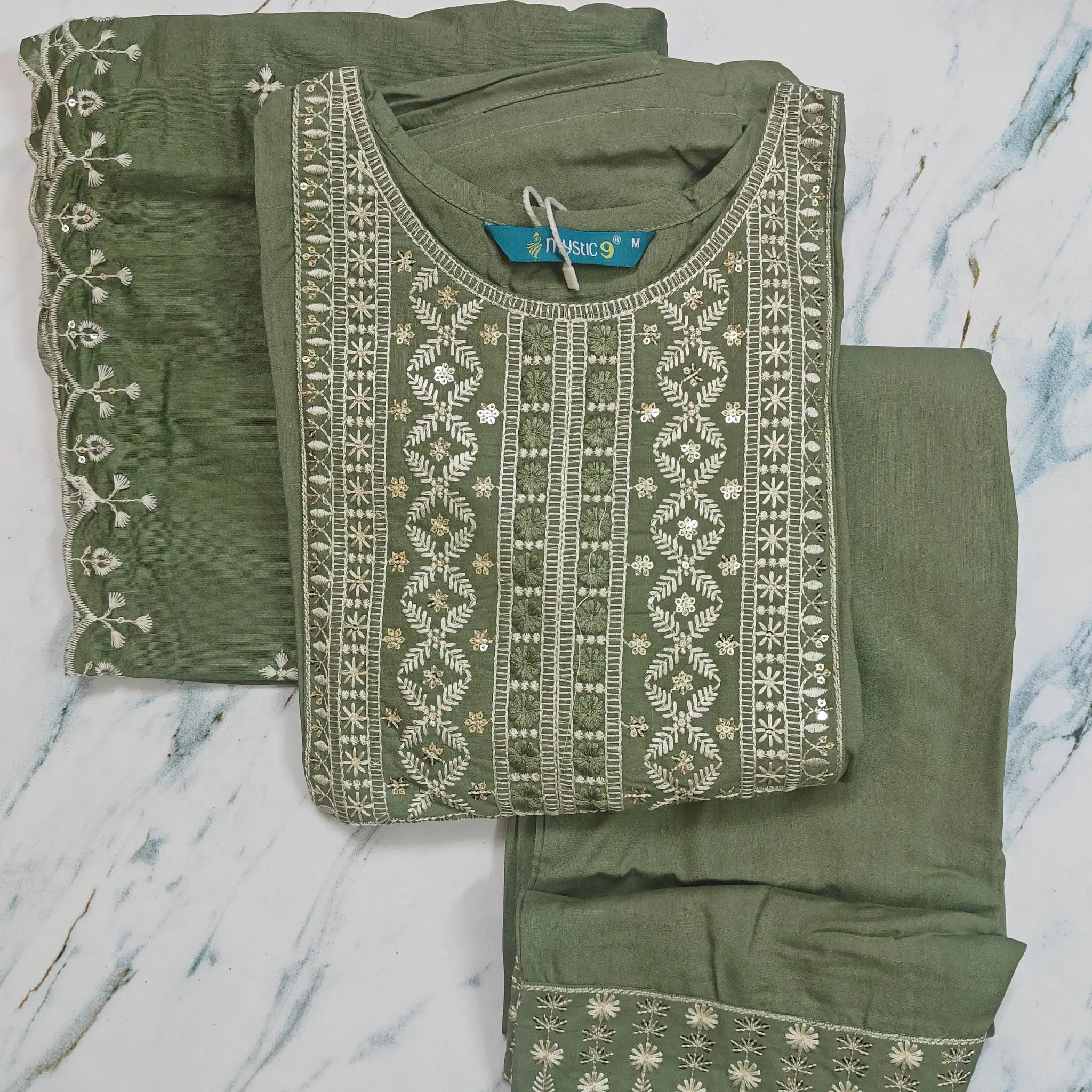 Opulent Italian Viscose Embroidered Set with Chanderi Charm