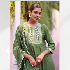 Opulent Italian Viscose Embroidered Set with Chanderi Charm