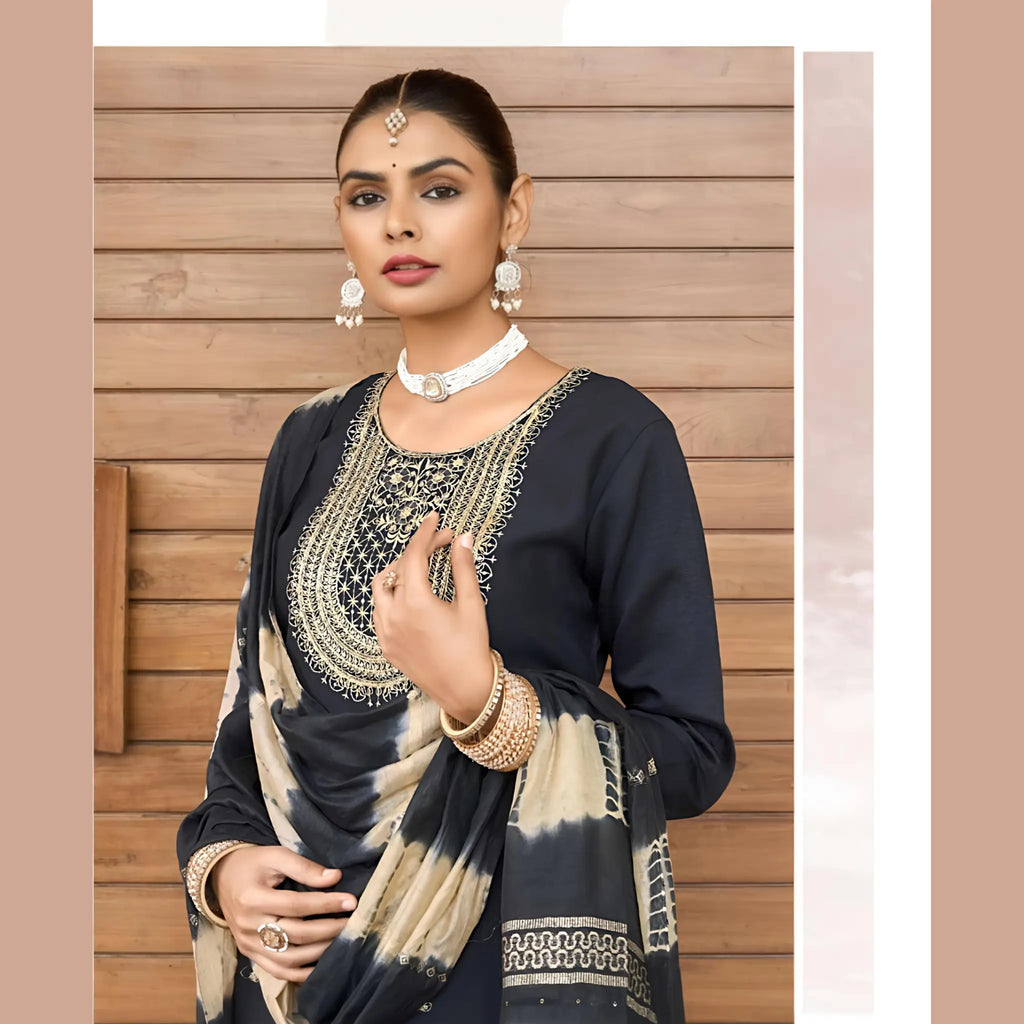 Premium Quality Vertican Suit with Embroidery, Lining & Dupatta