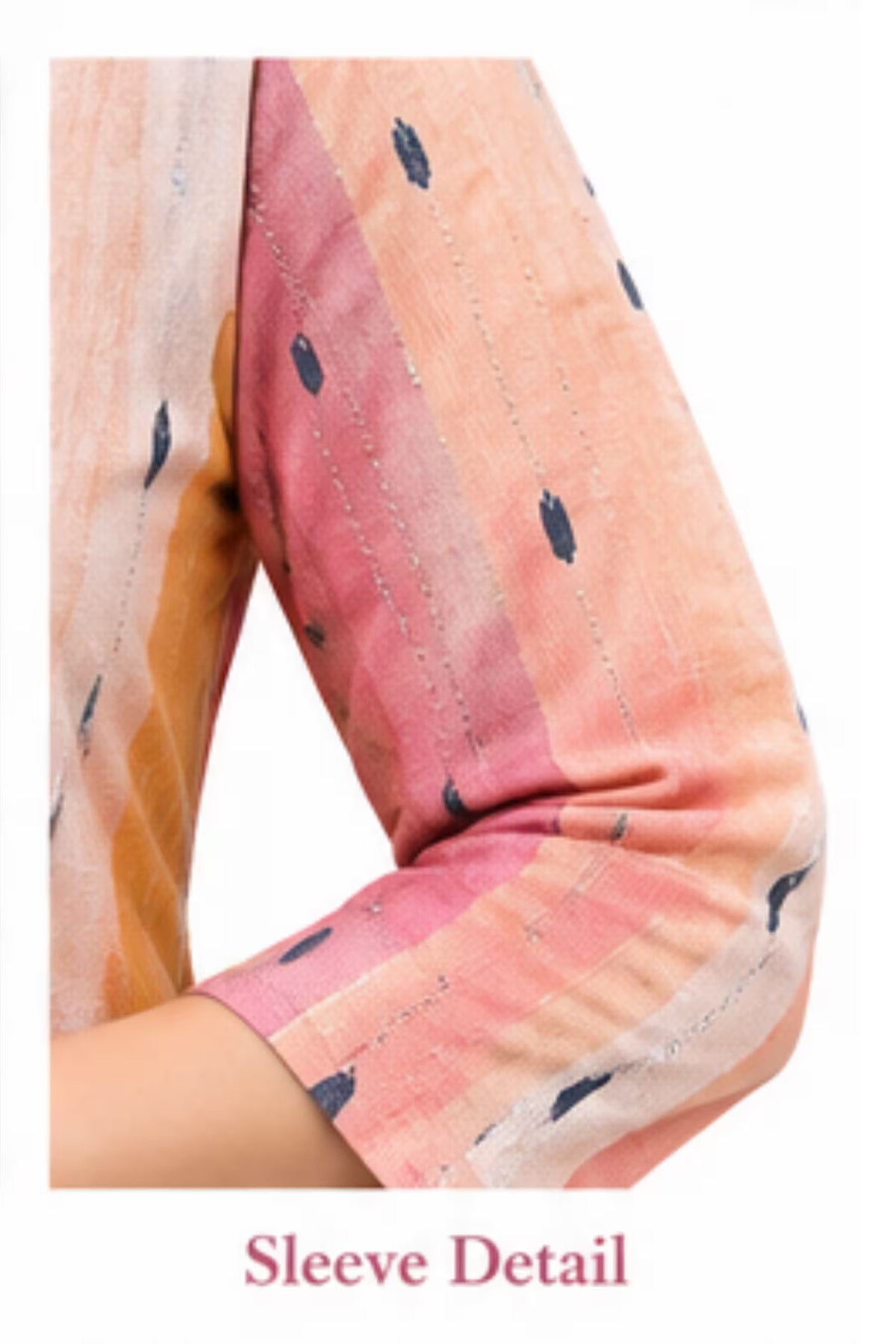 Sleeve Detail - Peach Pink Cotton Kurta Pant Set with Dupatta | Bavis Clothing