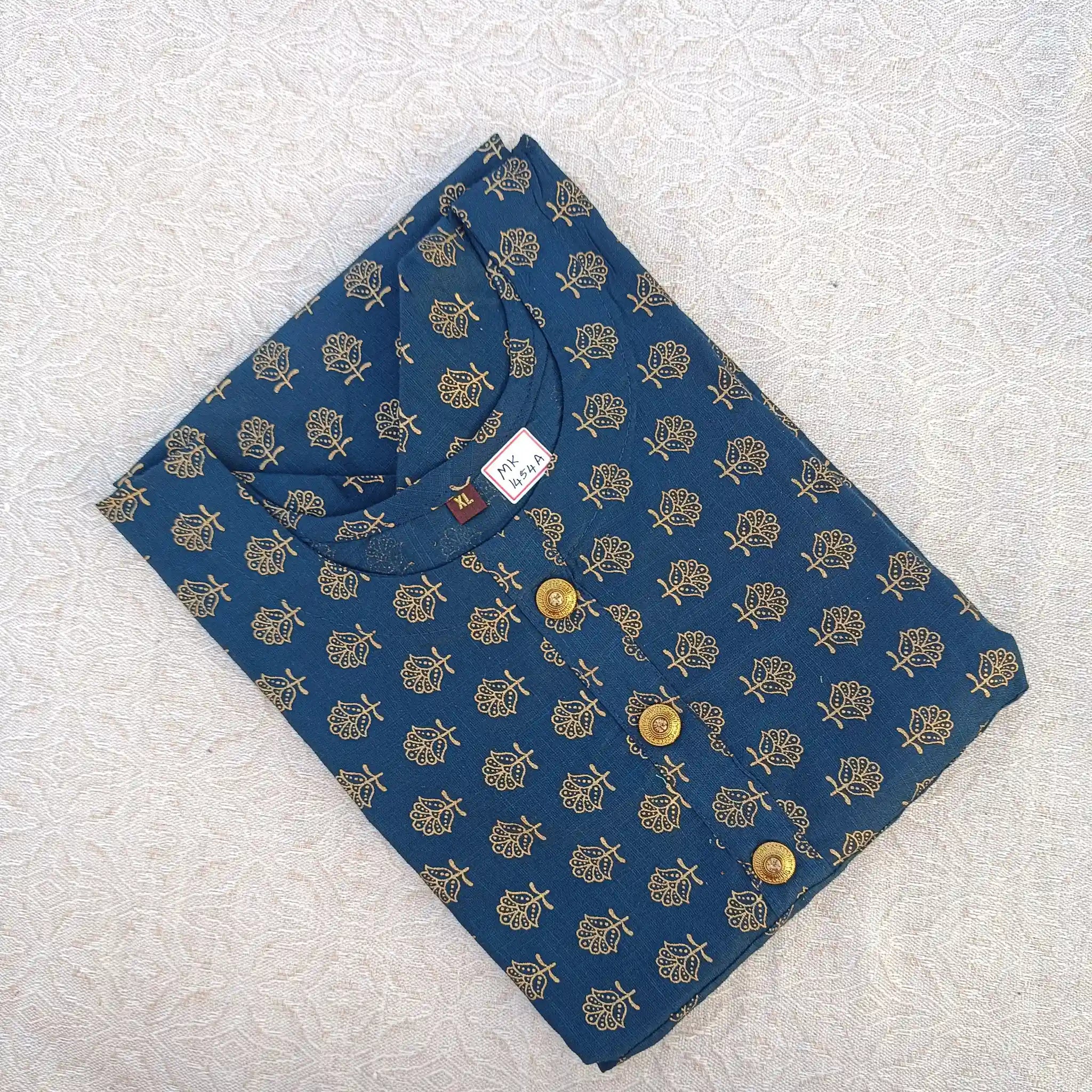 Peacock Blue Butta Print Long Ghera Main image