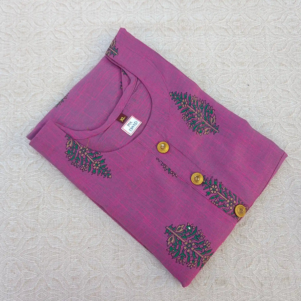 Pearly Purple Block Print Long Ghera Kurti Main image