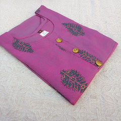 Pearly Purple Block Print Long Ghera Kurti