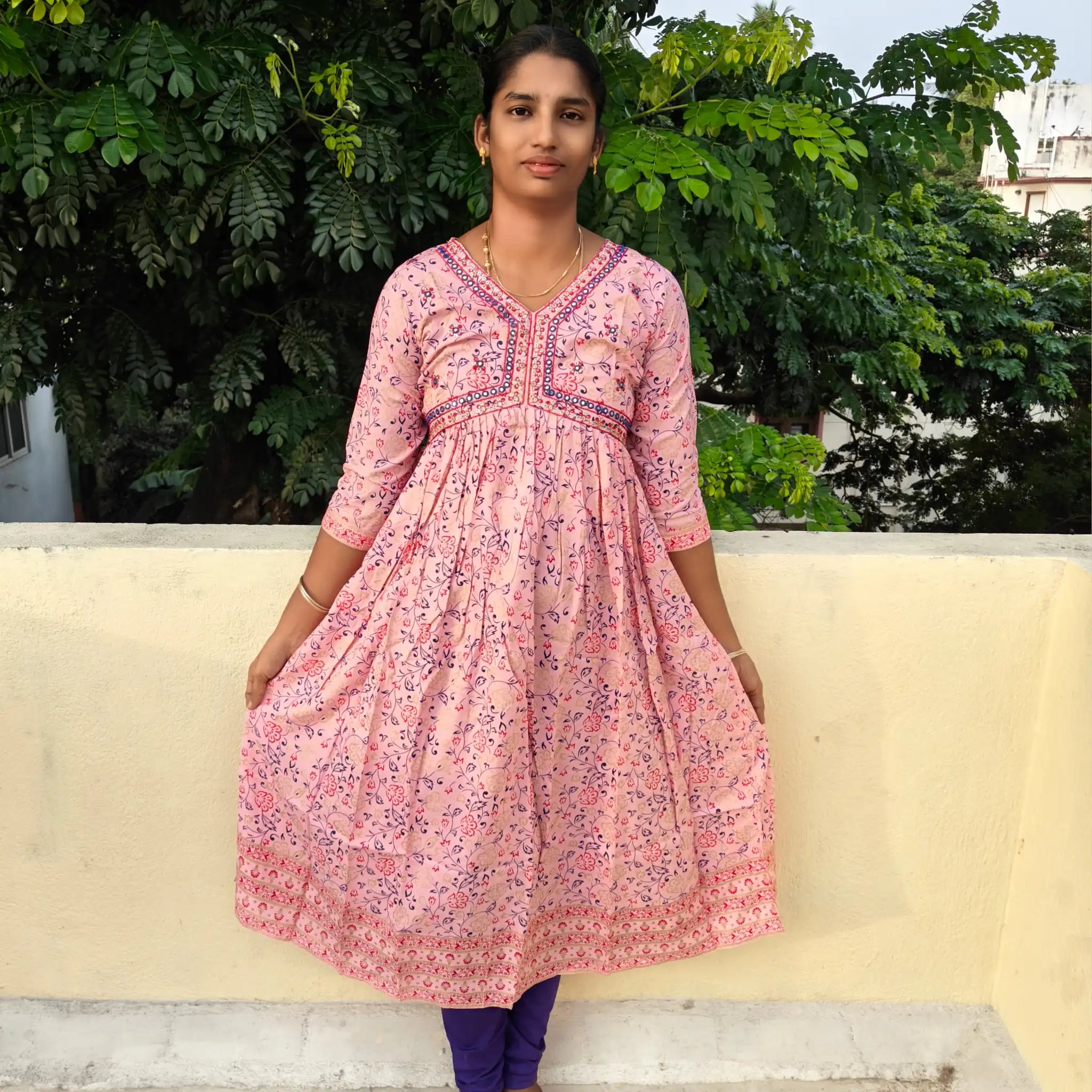 Pink Alaya Cut Umbrella Kurti 415B Main image
