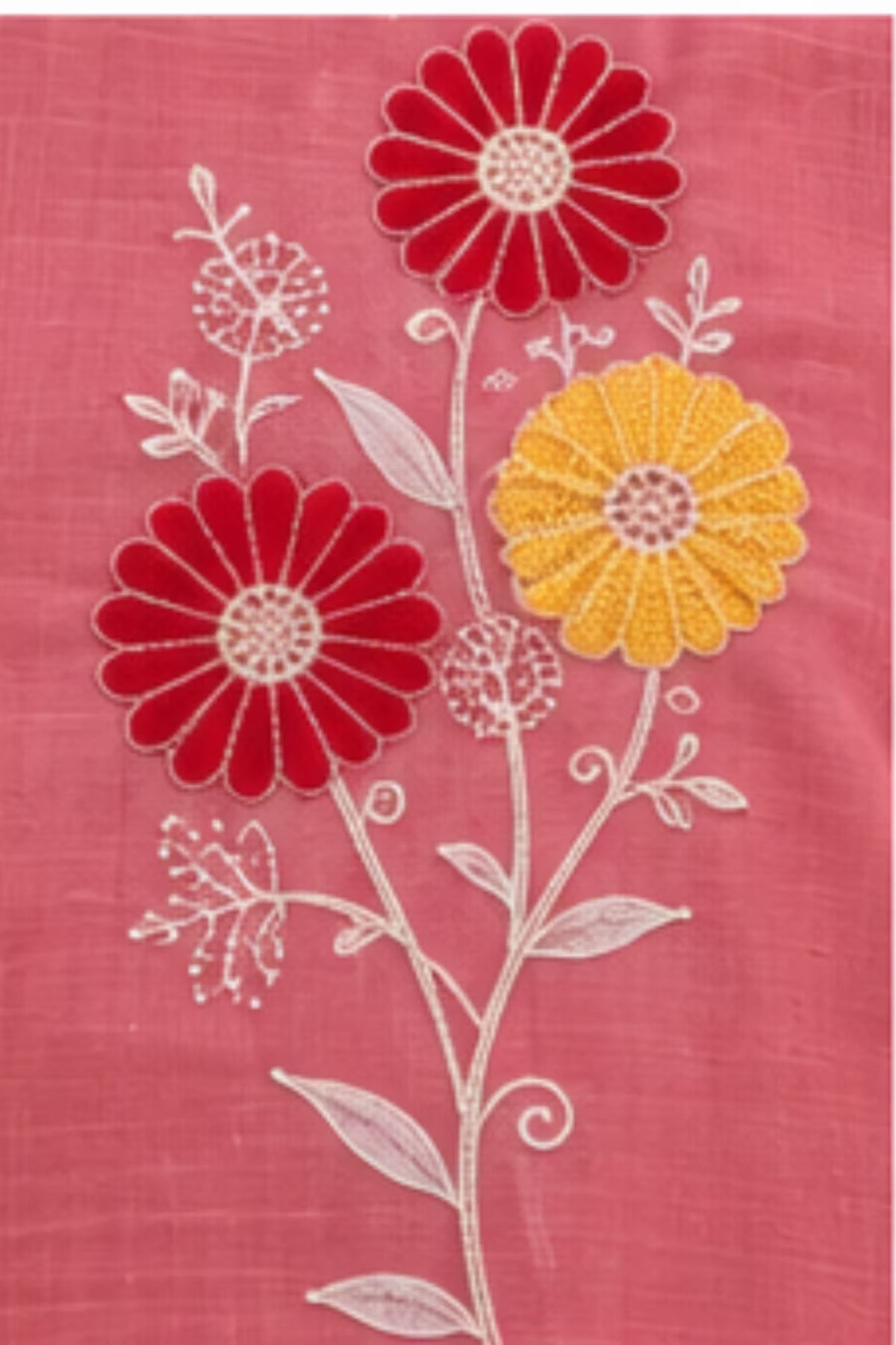 Embroidery Detail - Dusty Rose Embroidered Vertican Silk Kurta Pant Dupatta Set for Women | BavisClothing