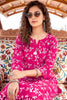 Pink Floral Printed Heavy Rayon Kurta Set with Striped Pants