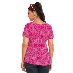 Pinkish Red Bandani Print Cotton Short Tops