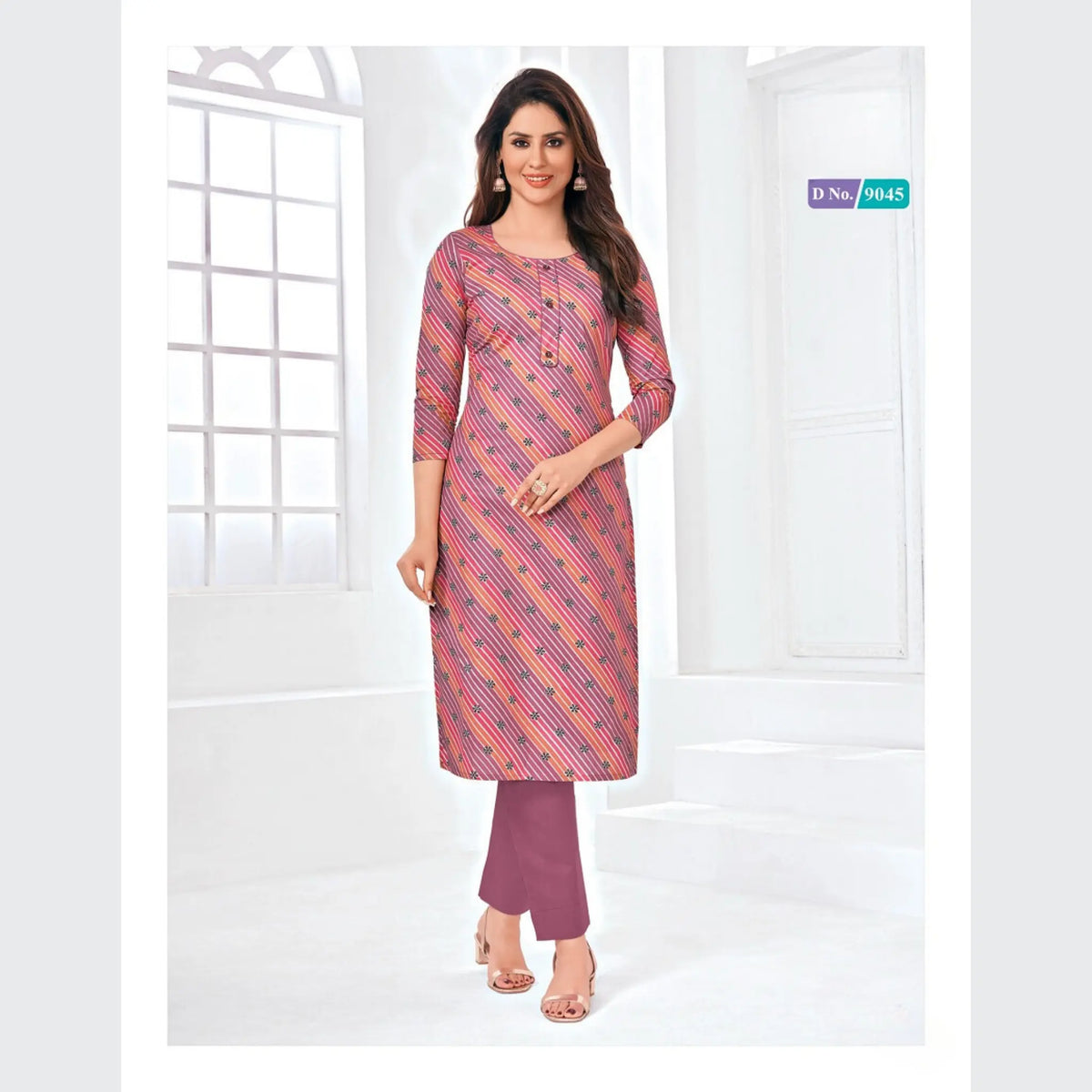 Pinkish Red Butta Print Cotton Kurti | Ethnic and Stylish Main image