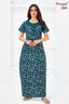 Pranjul 2002 Cotton Nighty for Women | Teal Green Floral | Bavis Clothing