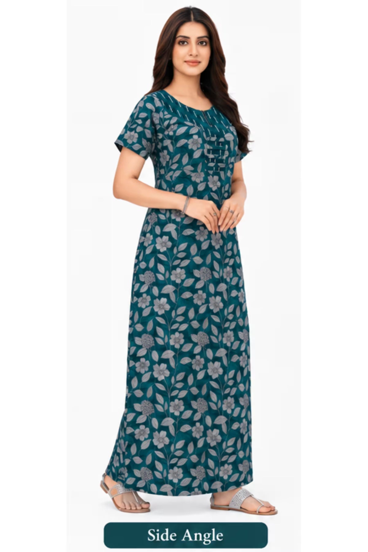 Pranjul 2002 women's cotton nighty side view | Bavis Clothing