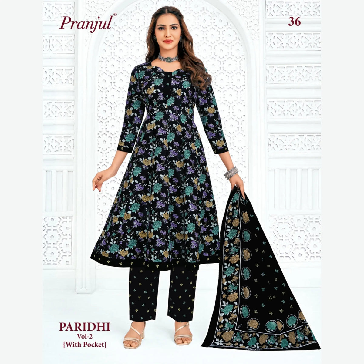 Pranjul Cotton Anarkali Salwar Suit Set - PA36