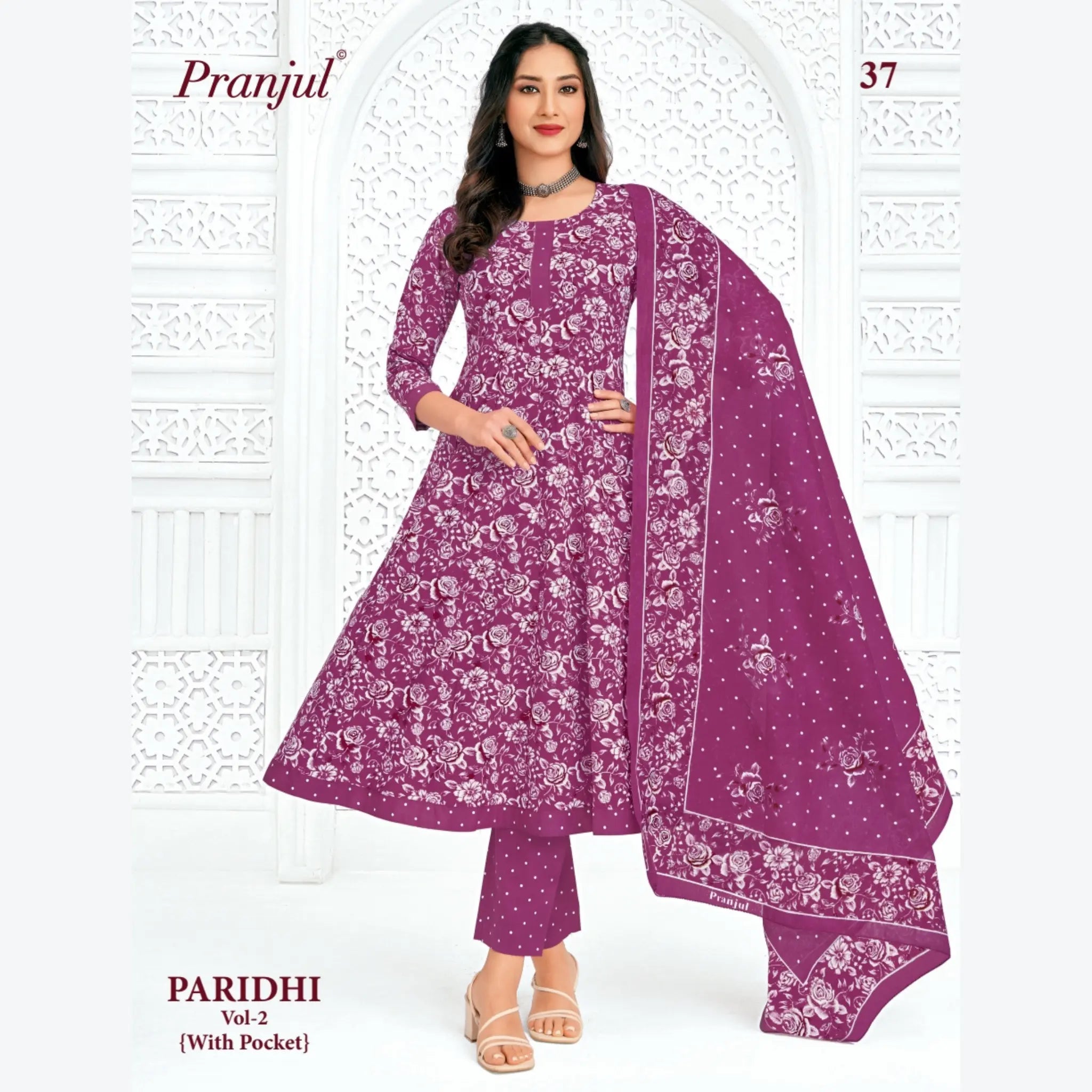 Pranjul Cotton Anarkali Salwar Suit Set - PA37