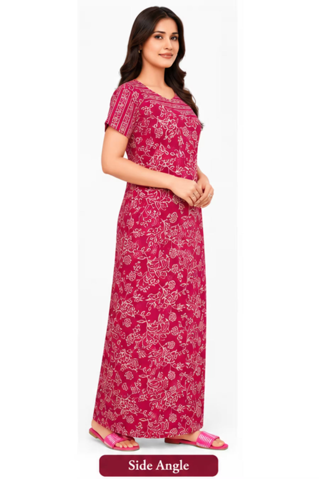 Pranjul 2001 women's cotton nighty side view | Bavis Clothing
