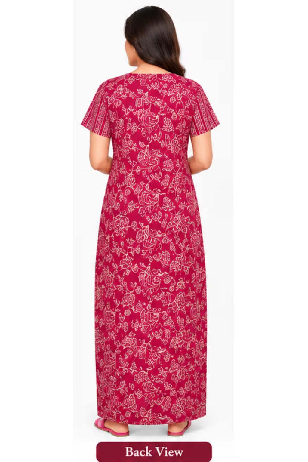 Pranjul 2001 floral printed nighty back view | Bavis Clothing