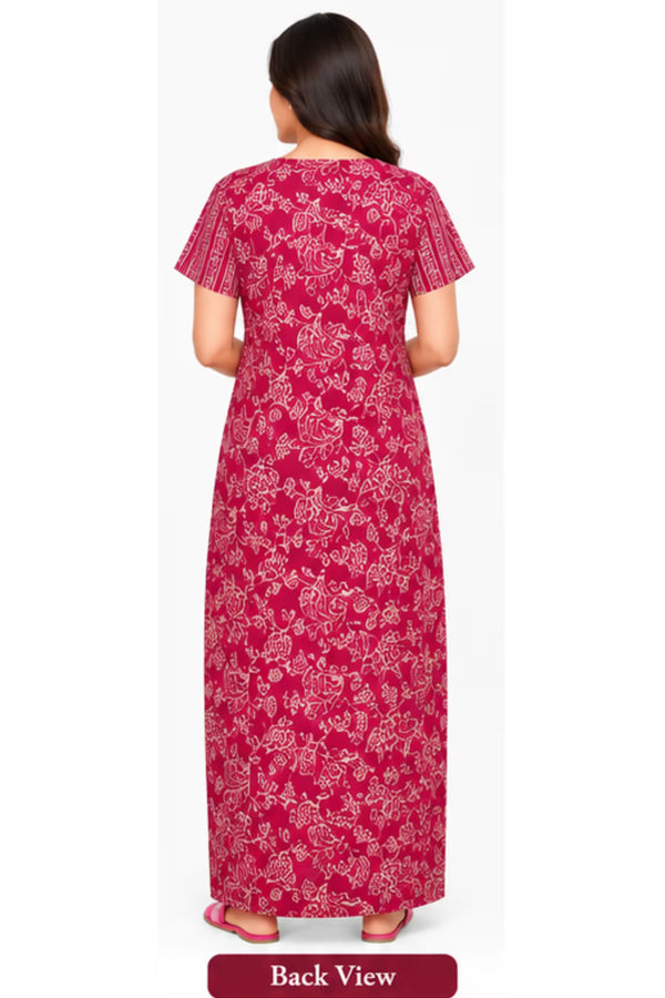 Pranjul 2001 floral printed nighty back view | Bavis Clothing