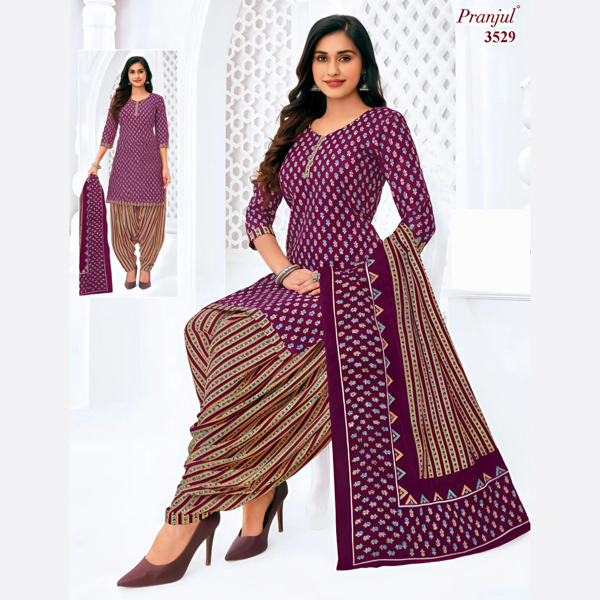 Pranjul Cotton Readymade Patiala Salwar Suit P3529