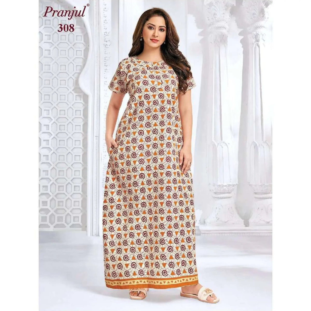 Pranjul Pure Cotton Long Nighties 308 Main image