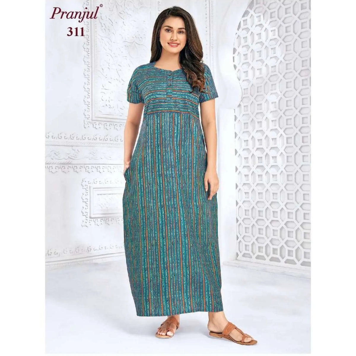 Pranjul Pure Cotton Long Nighties 311