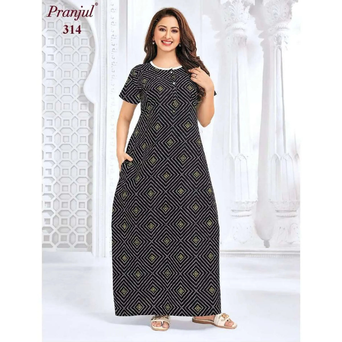 Pranjul Pure Cotton Long Nighties 314 Main image