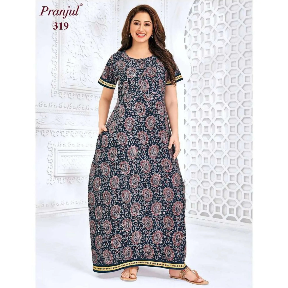 Pranjul Pure Cotton Long Nighties 319 Main image