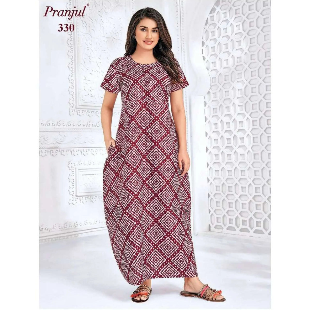 Pranjul Pure Cotton Long Nighties 330 Main image