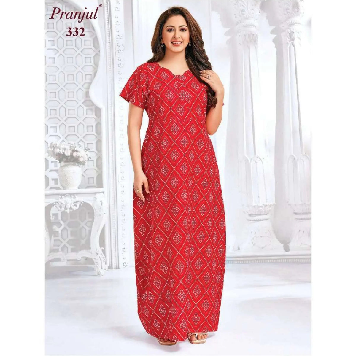 Pranjul Pure Cotton Long Nighties 332 Main image