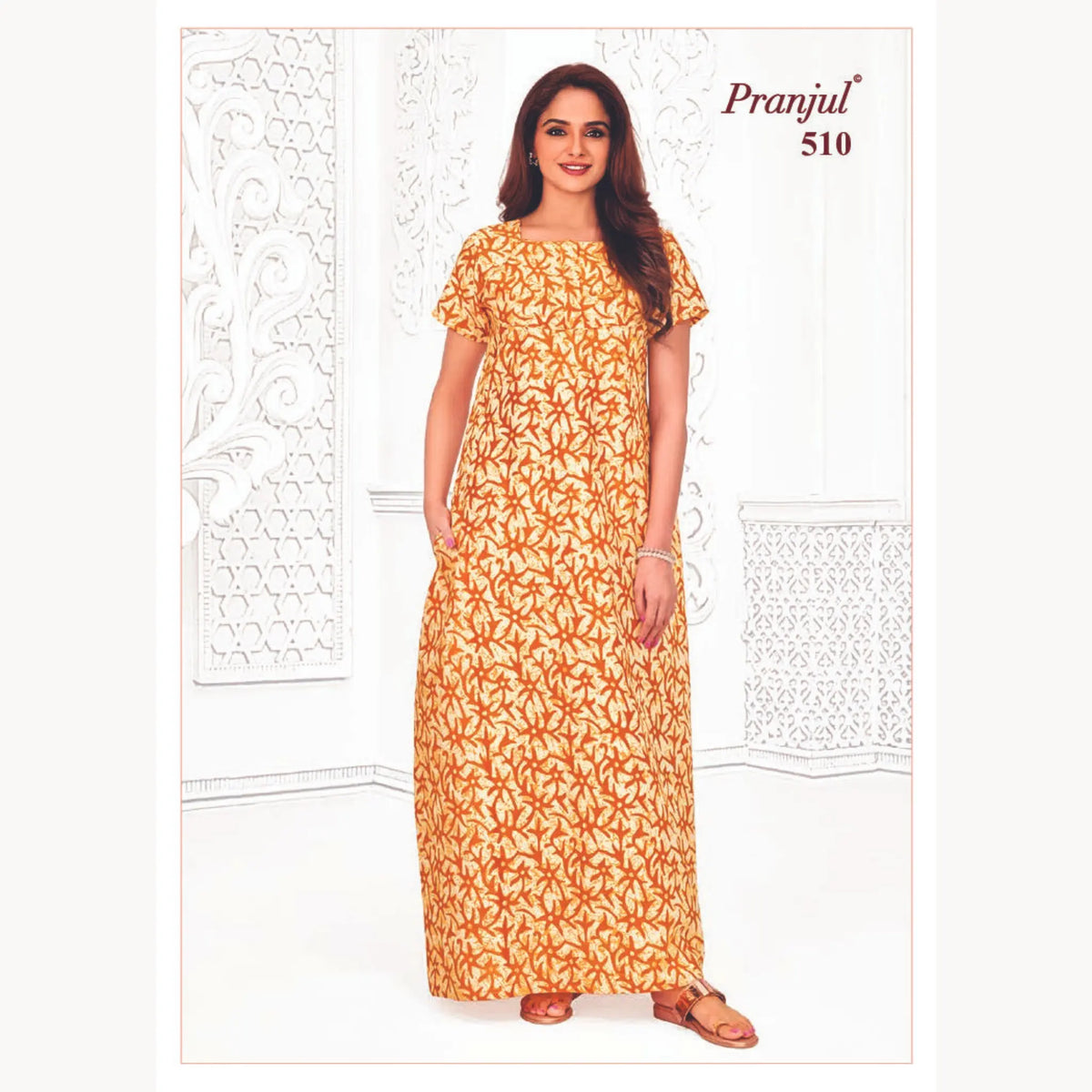 Pranjul Pure Cotton Long Nighties 510 Main image