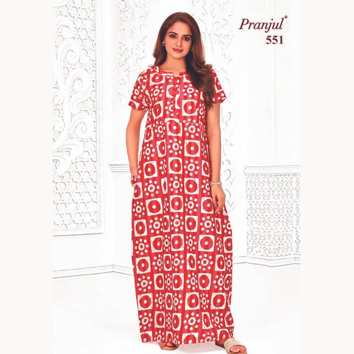 Pranjul Pure Cotton Long Nighties 551 Main image