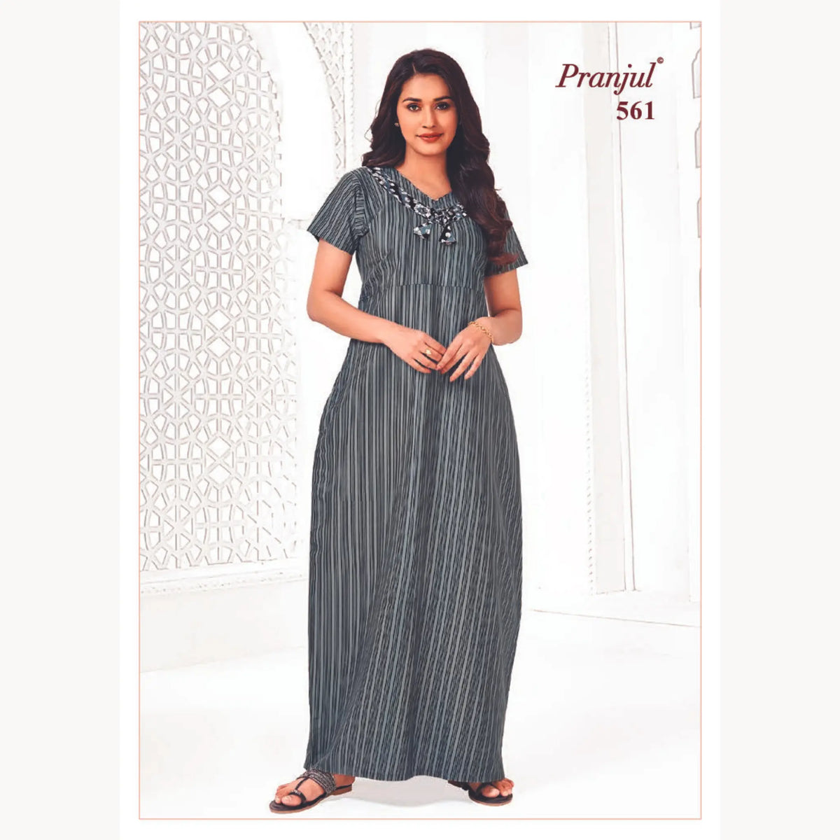 Pranjul Pure Cotton Long Nighties 561 Main image