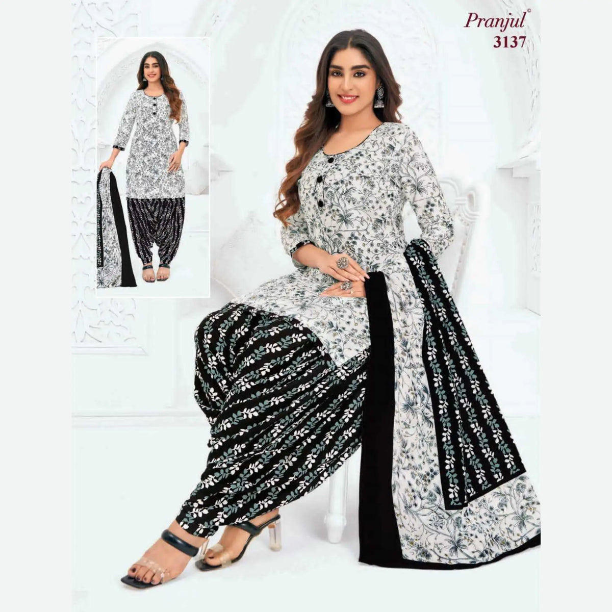 Pranjul Pure Cotton Readymade Churidar - Patiala Pant - P3137 Main image