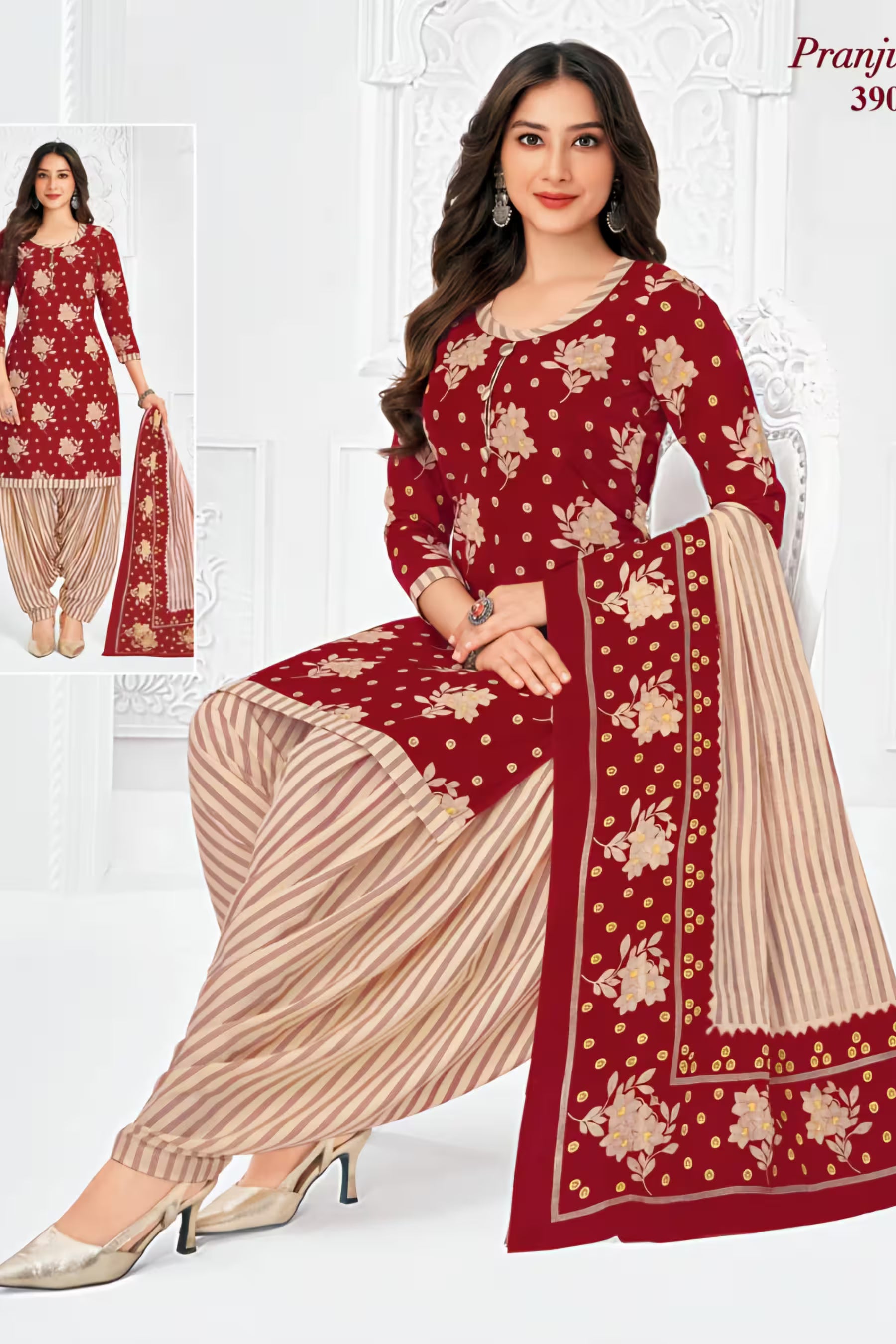 Pranjul - Cotton Printed Readymade Salwar Suit With Patiala Pant and Dupatta - P3905