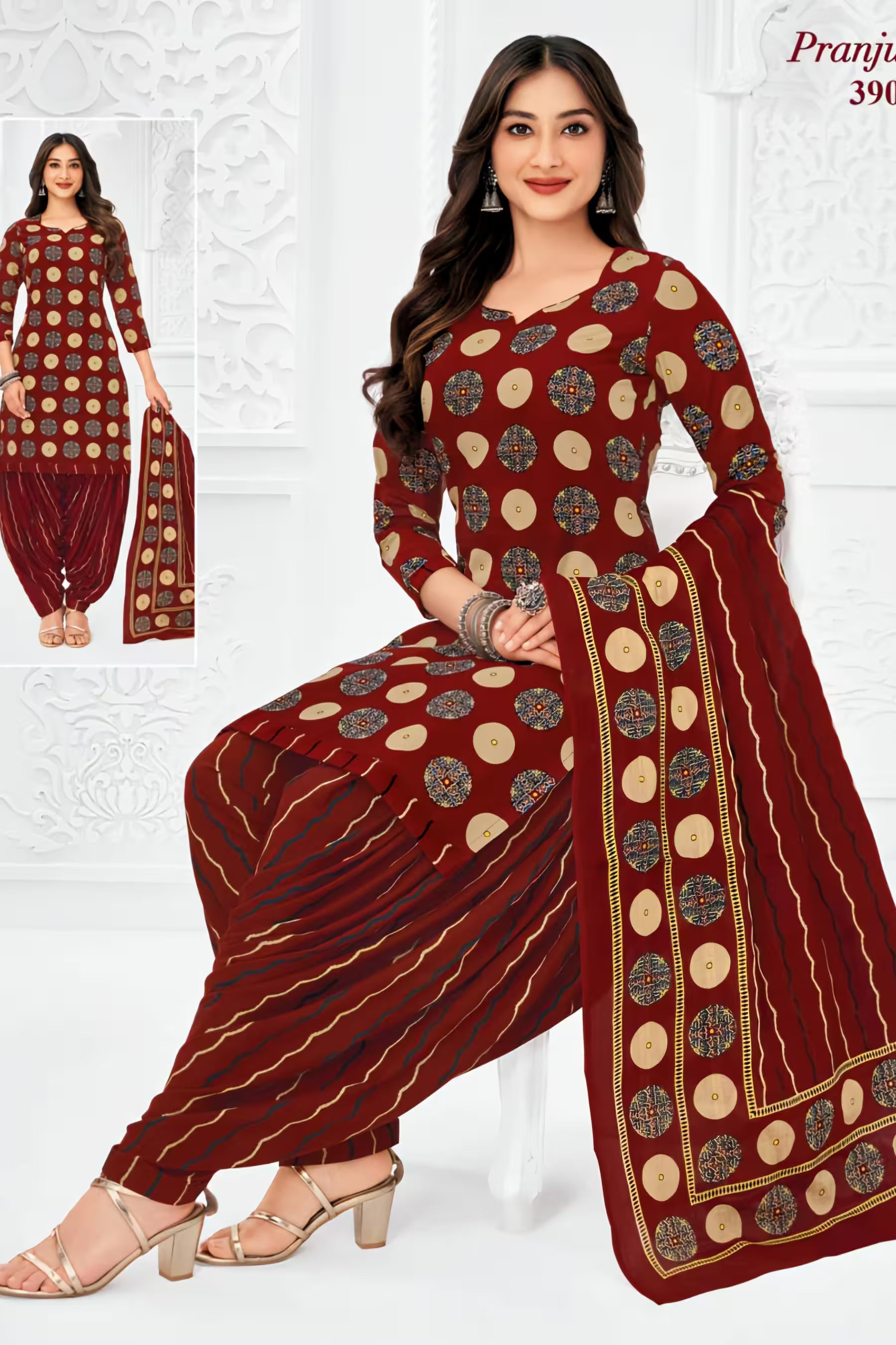 Pranjul - Cotton Printed Readymade Salwar Suit With Patiala Pant and Dupatta - P3909