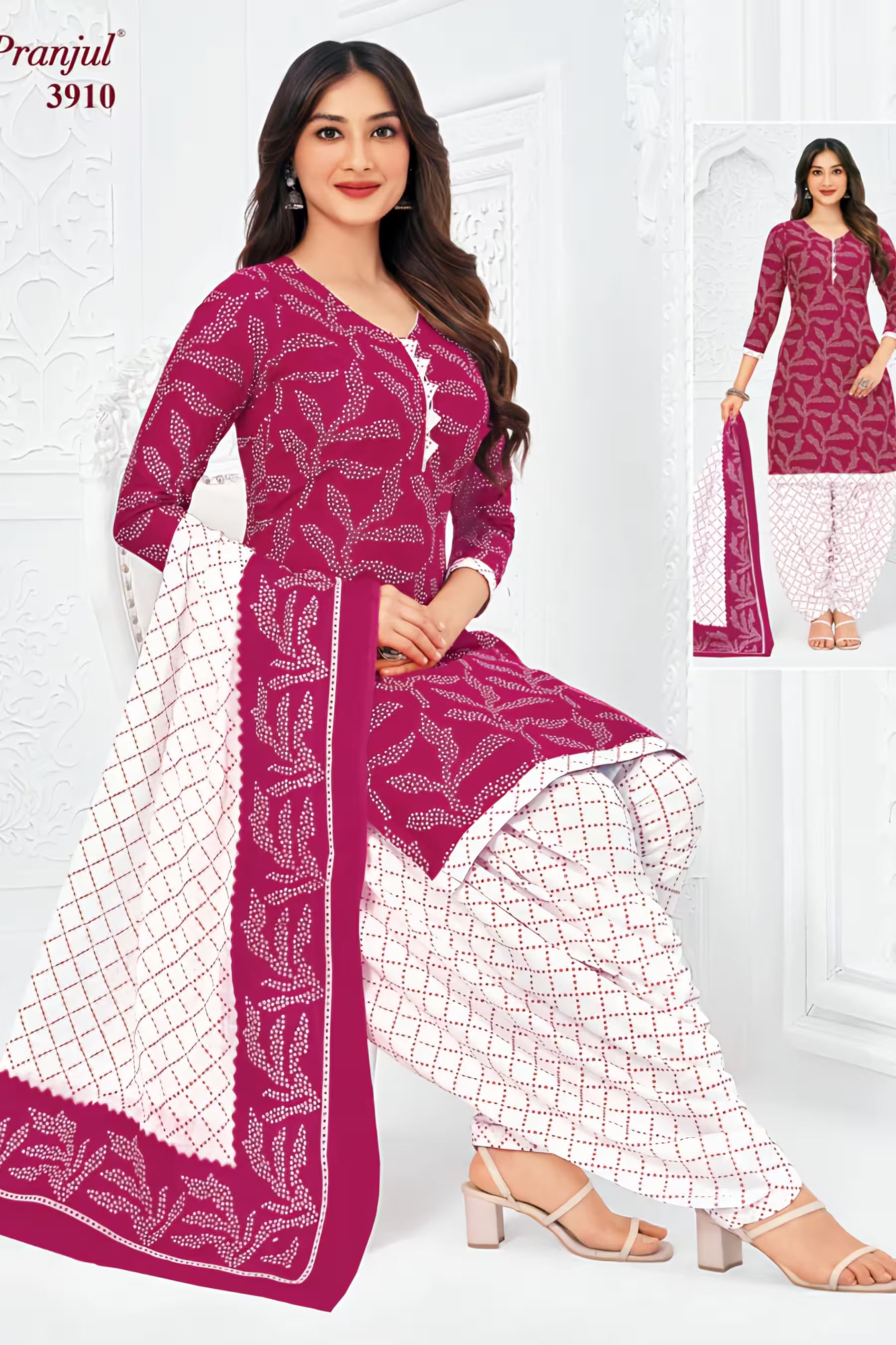 Pranjul - Cotton Printed Readymade Salwar Suit With Patiala Pant and Dupatta - P3910