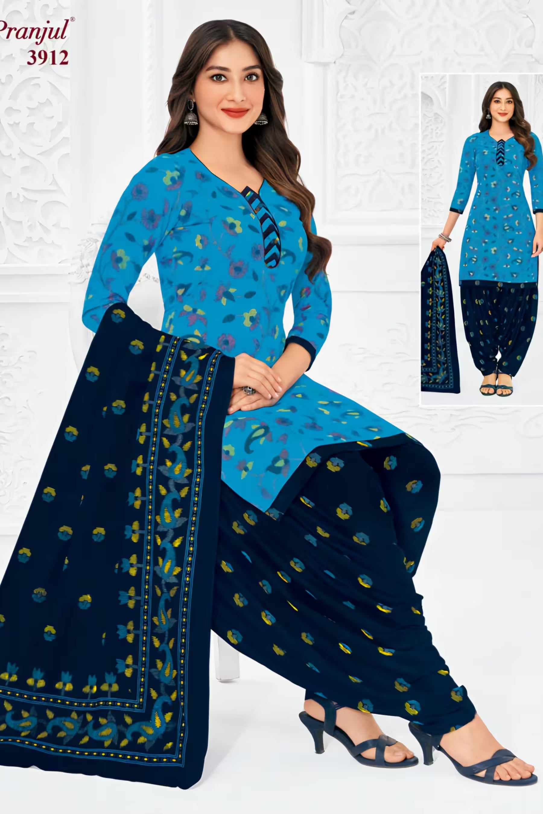Pranjul - Cotton Printed Readymade Salwar Suit With Patiala Pant and Dupatta - P3912