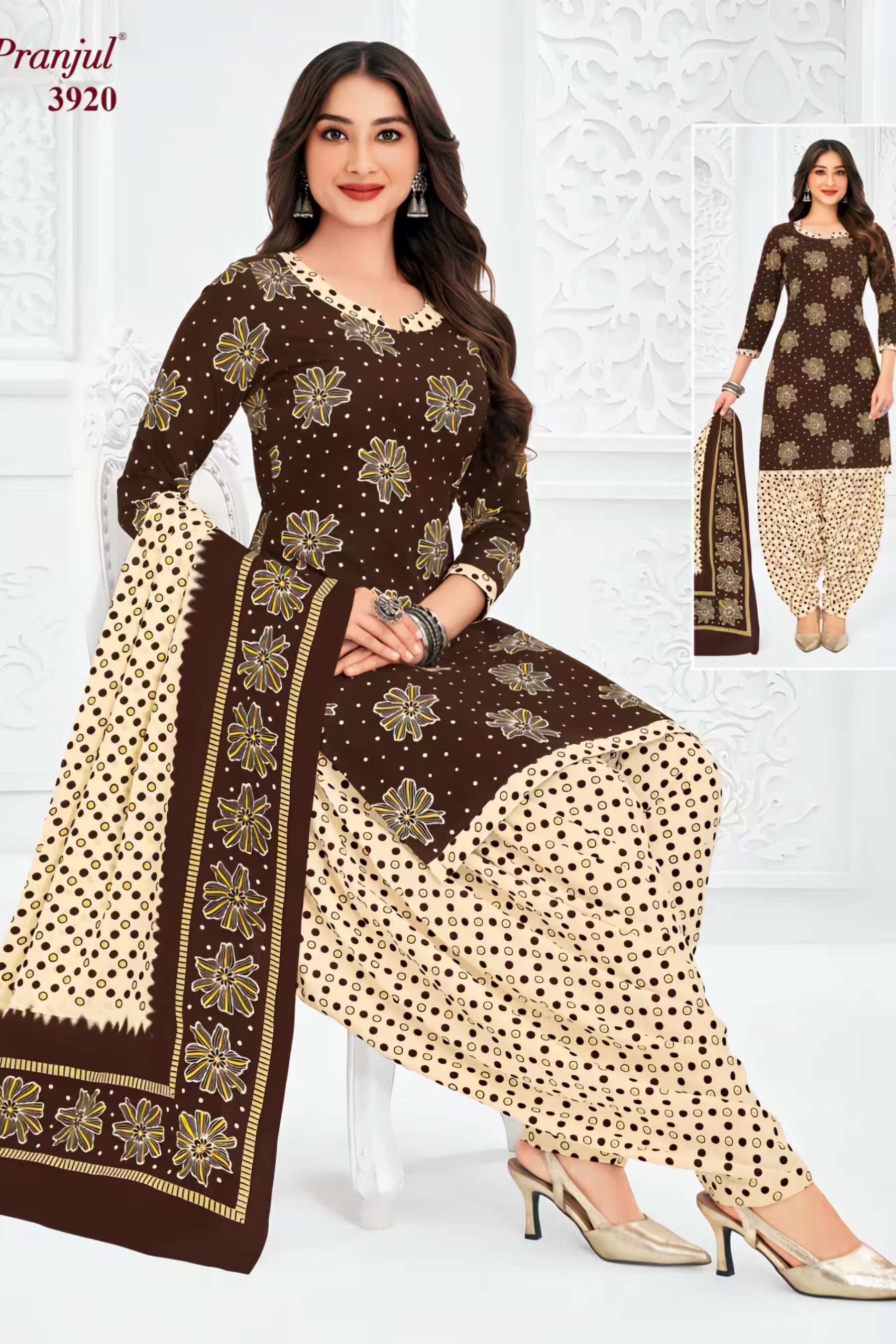 Pranjul - Cotton Printed Readymade Salwar Suit With Patiala Pant and Dupatta - P3920