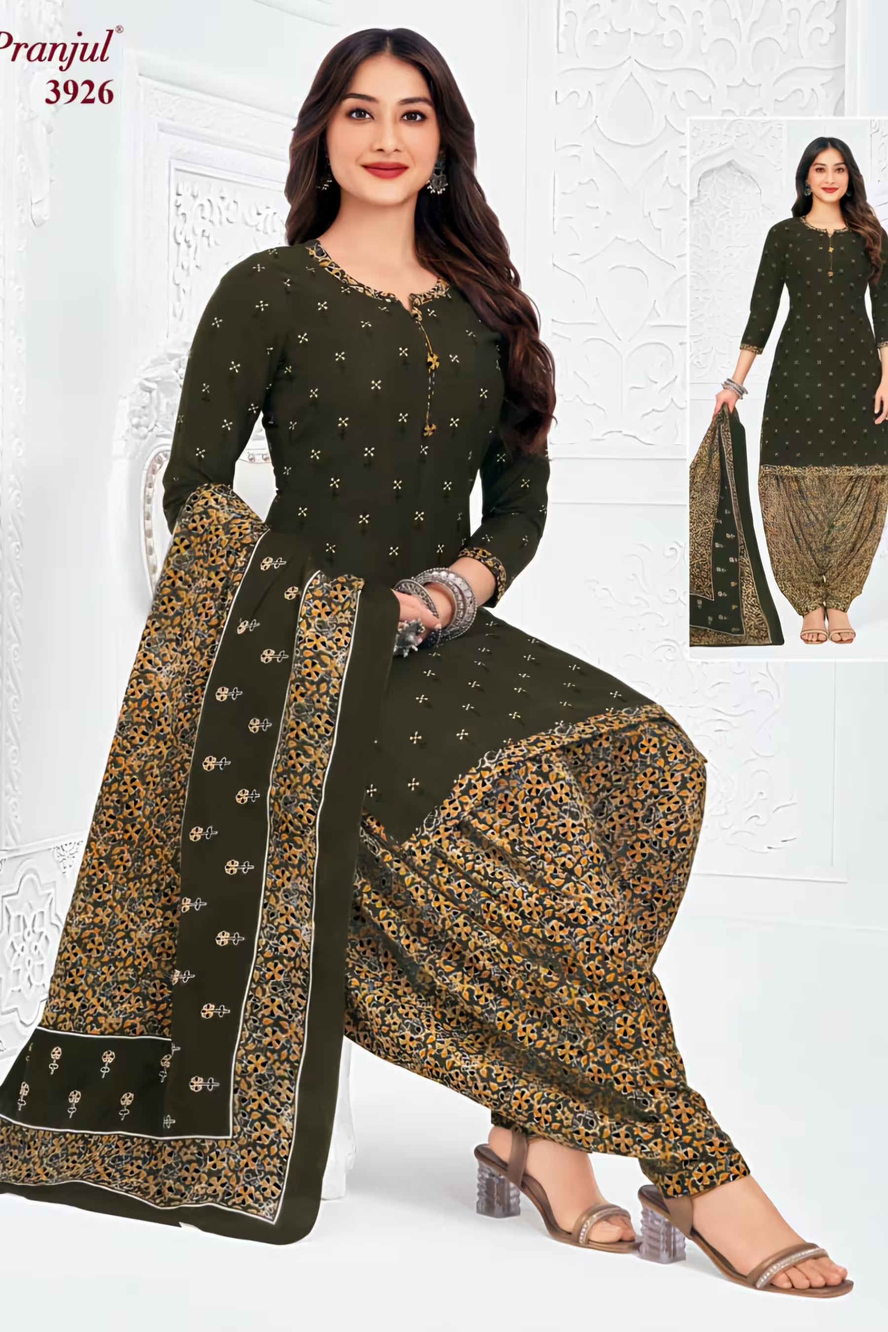 Pranjul - Cotton Printed Readymade Salwar Suit With Patiala Pant and Dupatta - P3926