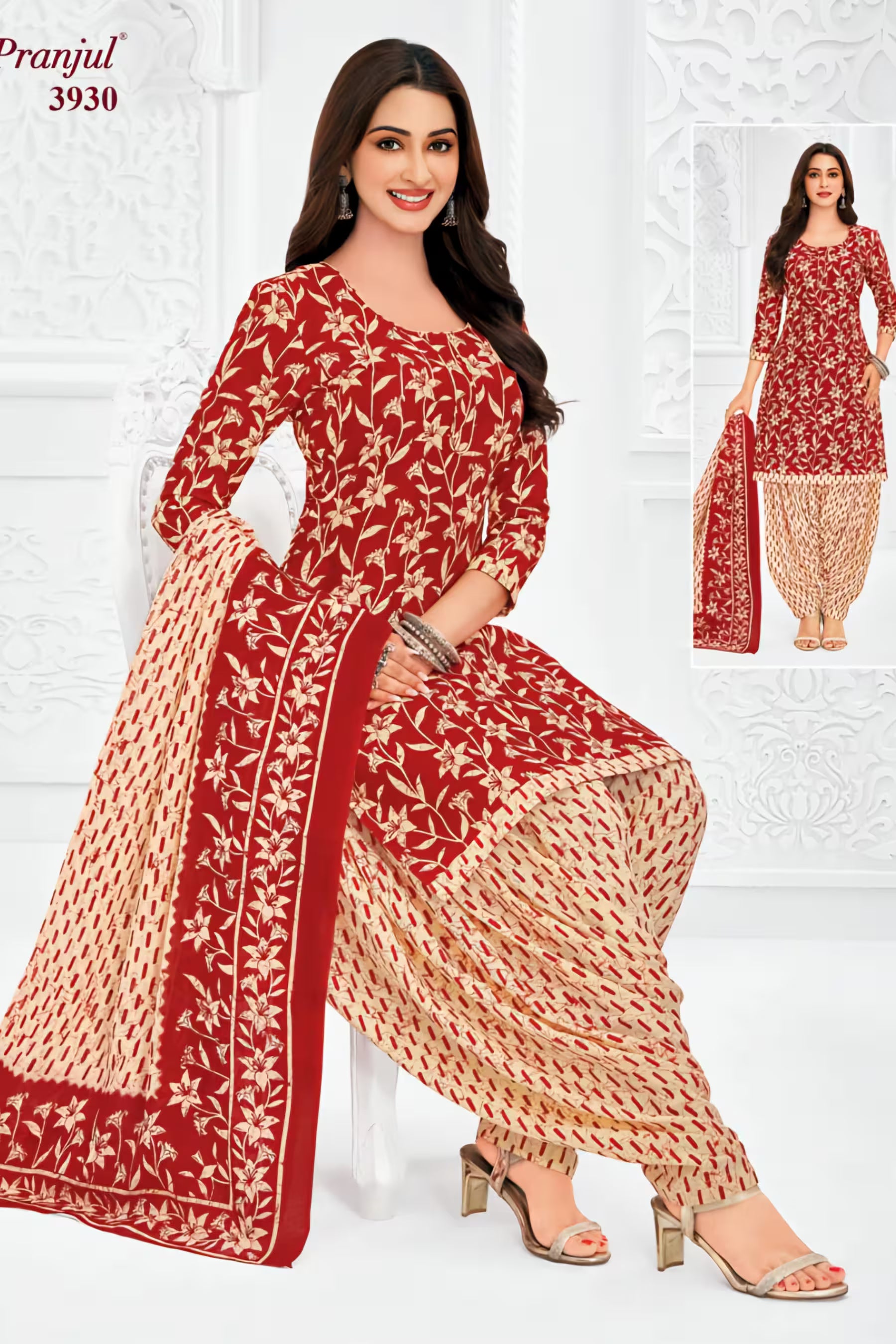 Pranjul - Cotton Printed Readymade Salwar Suit With Patiala Pant and Dupatta - P3930