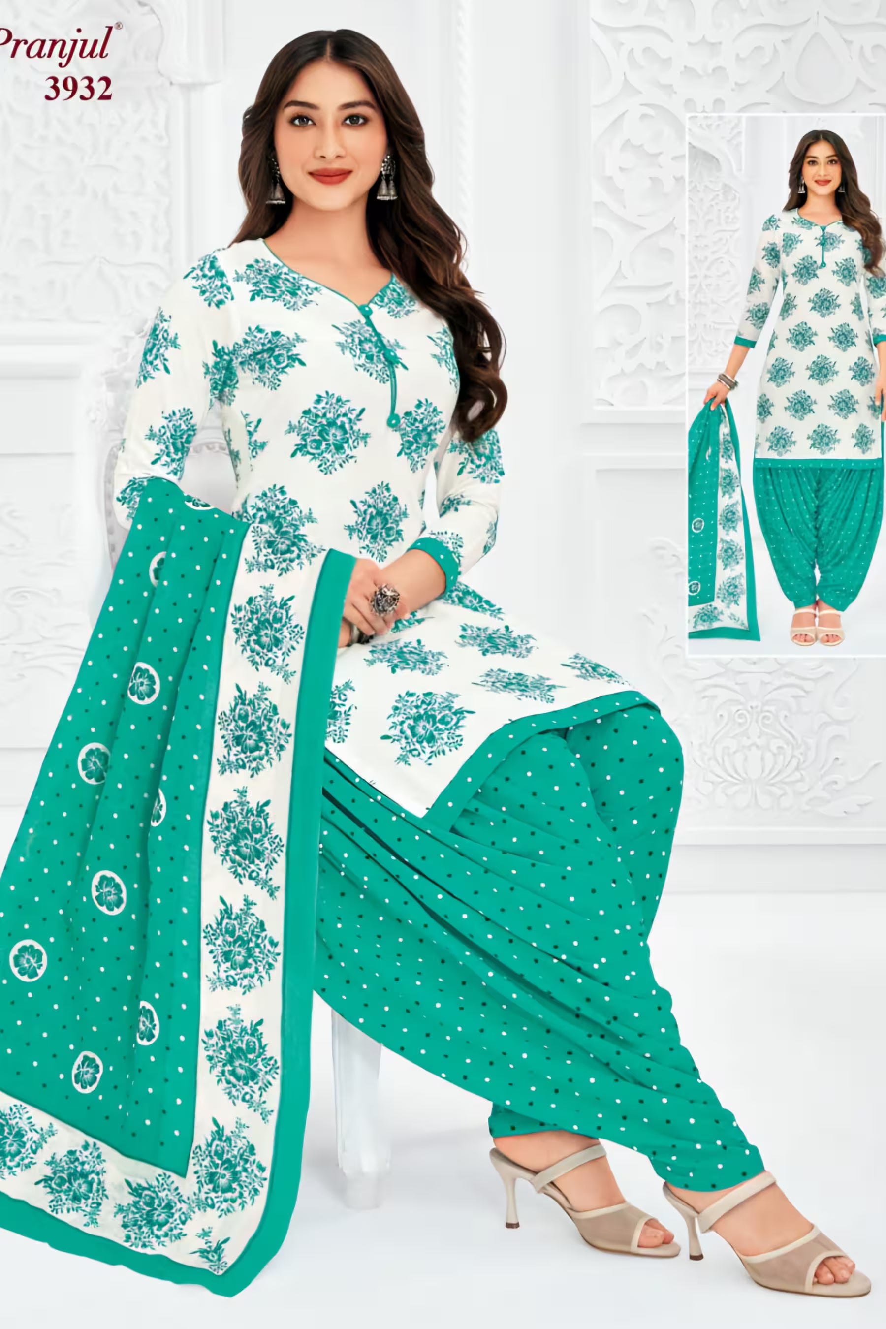 Pranjul - Cotton Printed Readymade Salwar Suit With Patiala Pant and Dupatta - P3932