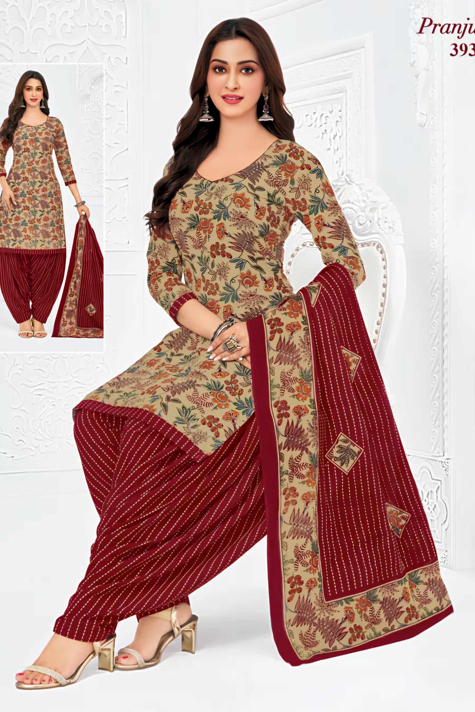 Pranjul - Cotton Printed Readymade Salwar Suit With Patiala Pant and Dupatta - P3933