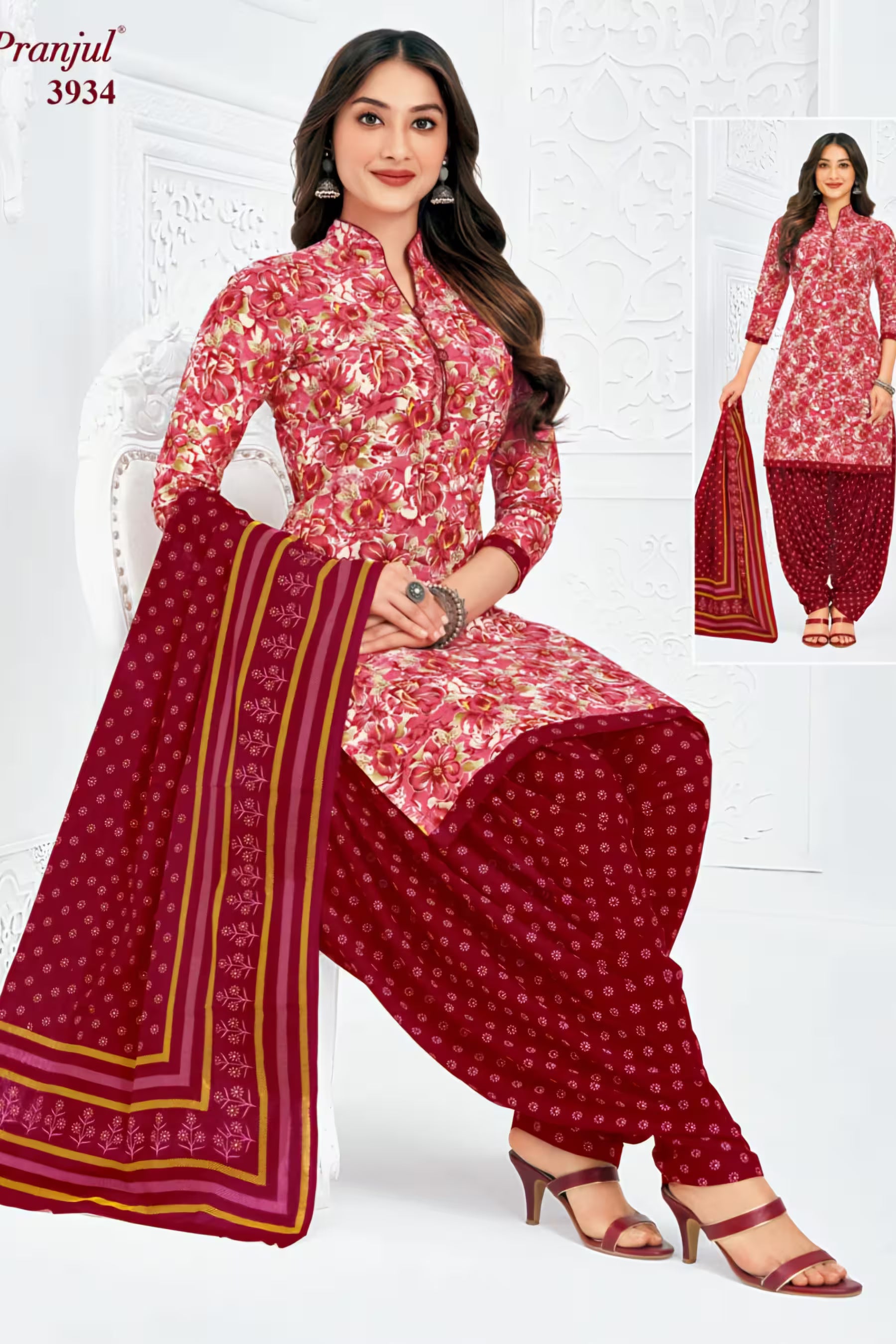 Pranjul - Cotton Printed Readymade Salwar Suit With Patiala Pant and Dupatta - P3934