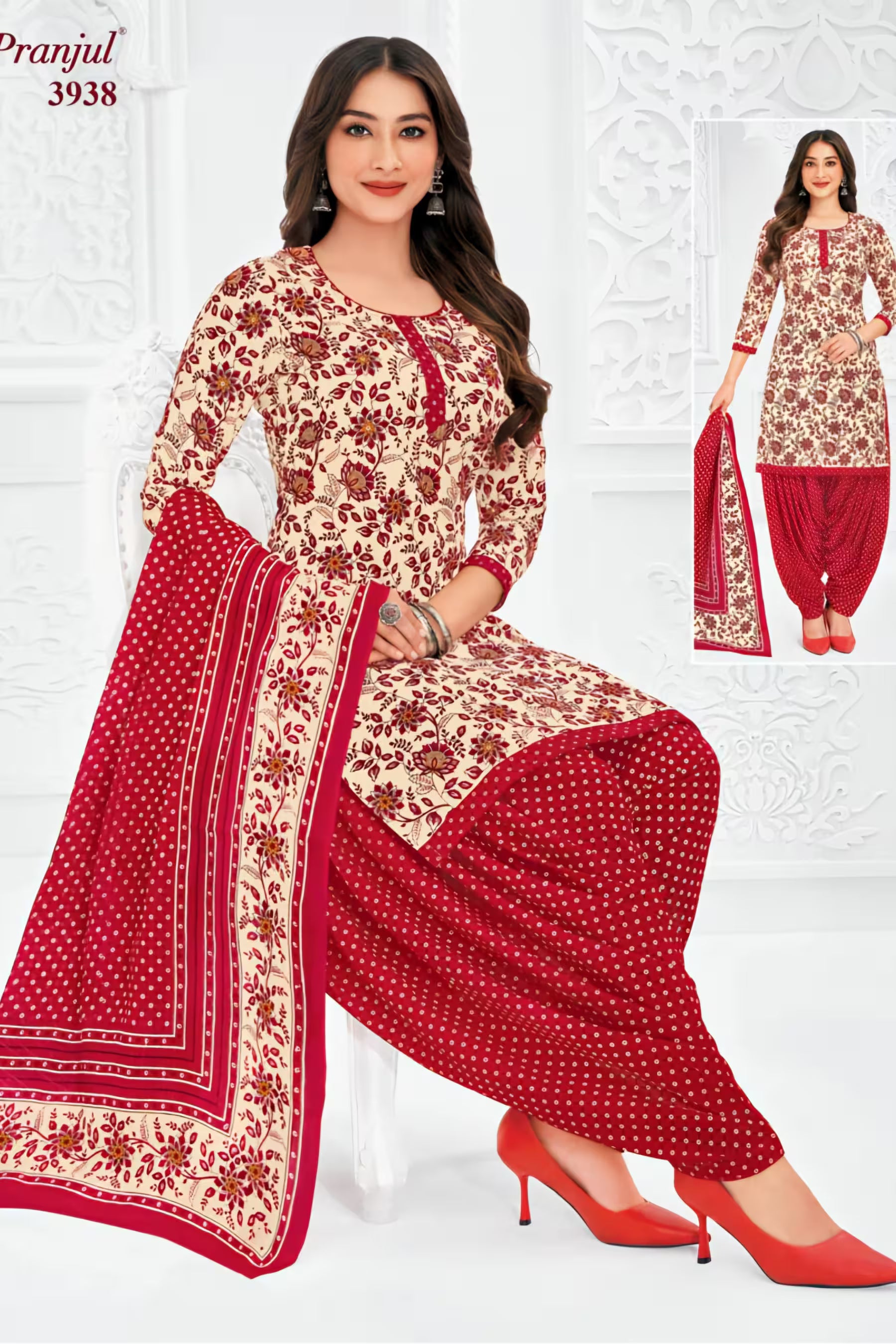 Pranjul - Cotton Printed Readymade Salwar Suit With Patiala Pant and Dupatta - P3938