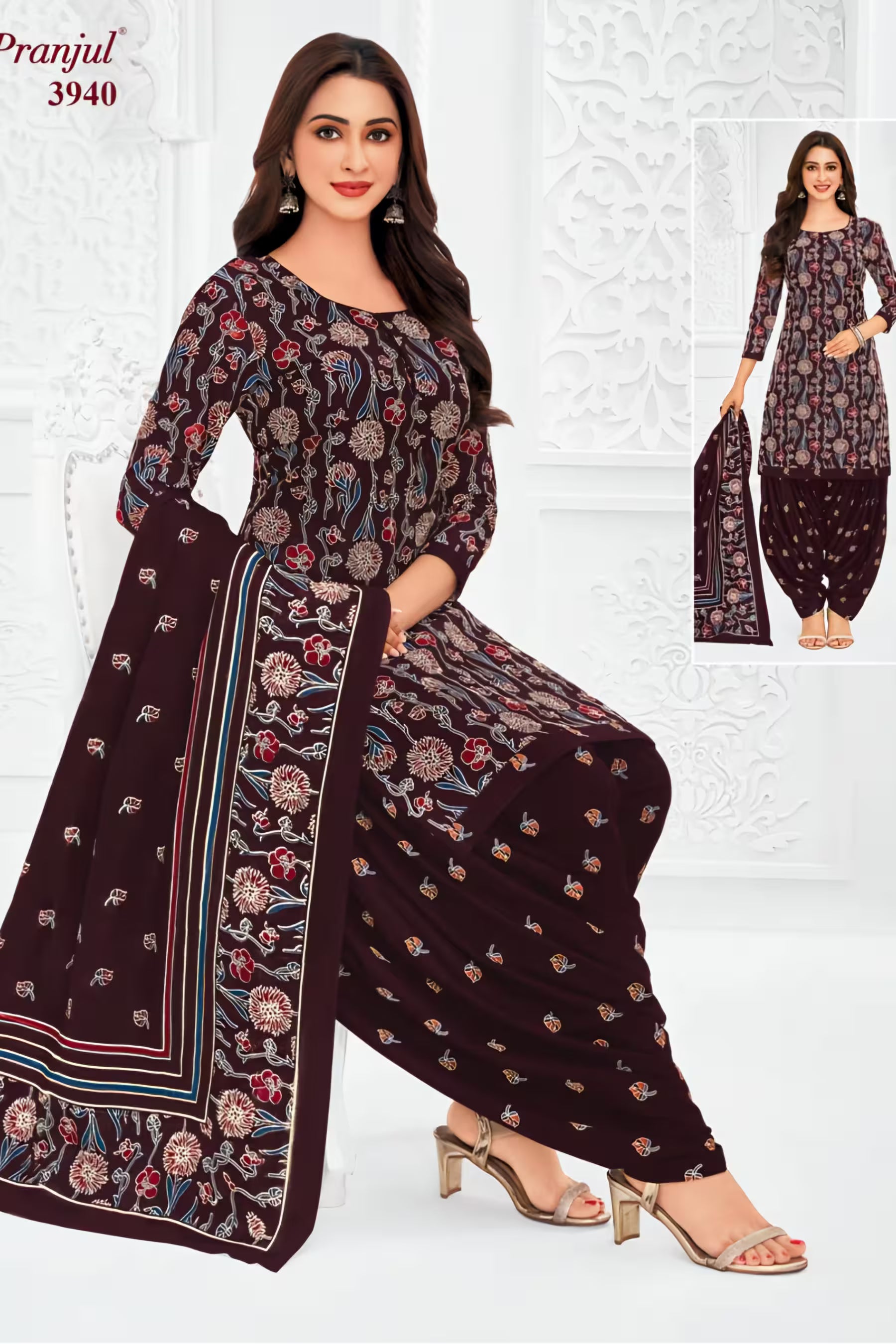 Pranjul - Cotton Printed Readymade Salwar Suit With Patiala Pant and Dupatta - P3940