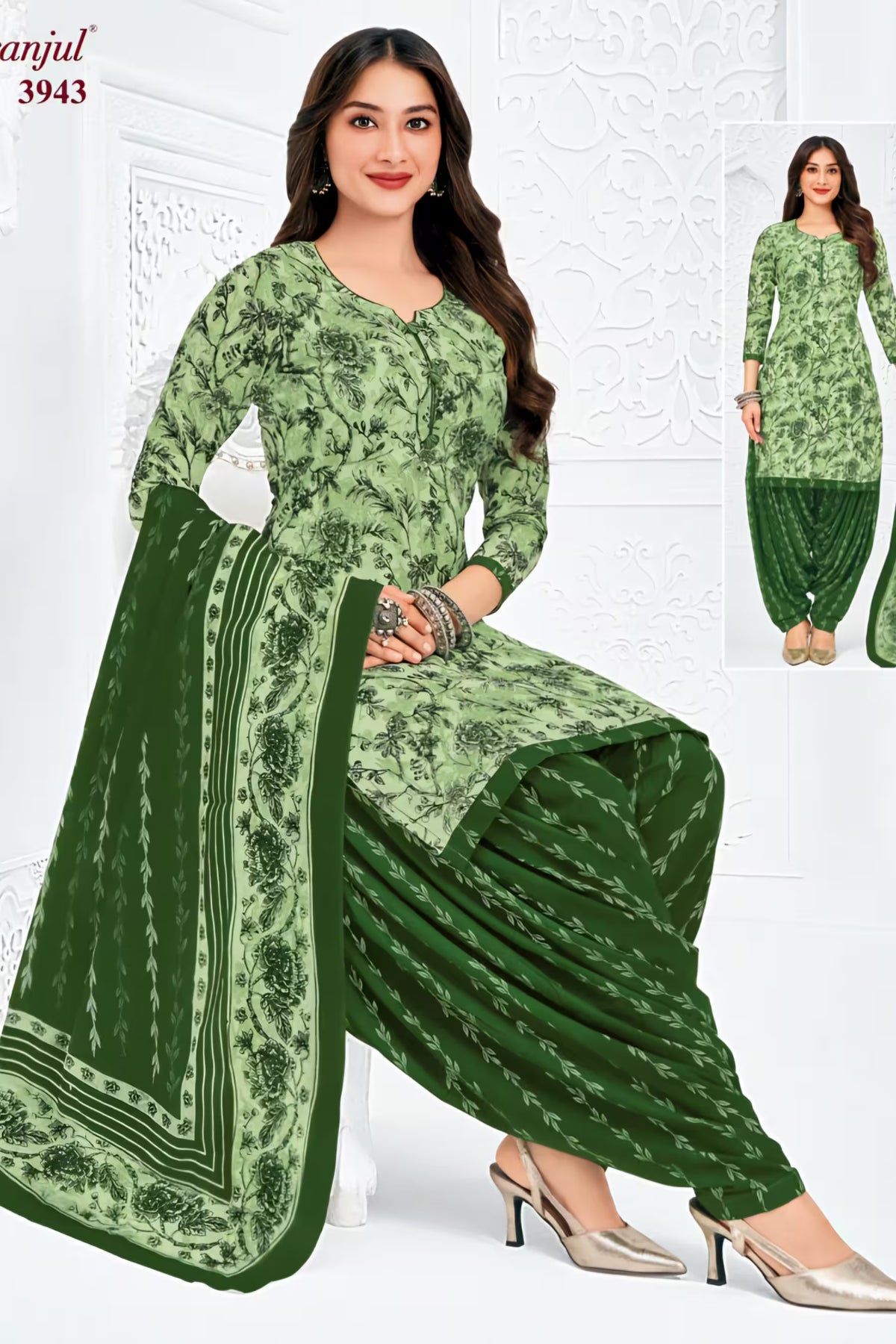 Pranjul - Cotton Printed Readymade Salwar Suit With Patiala Pant and Dupatta - P3943 Main image