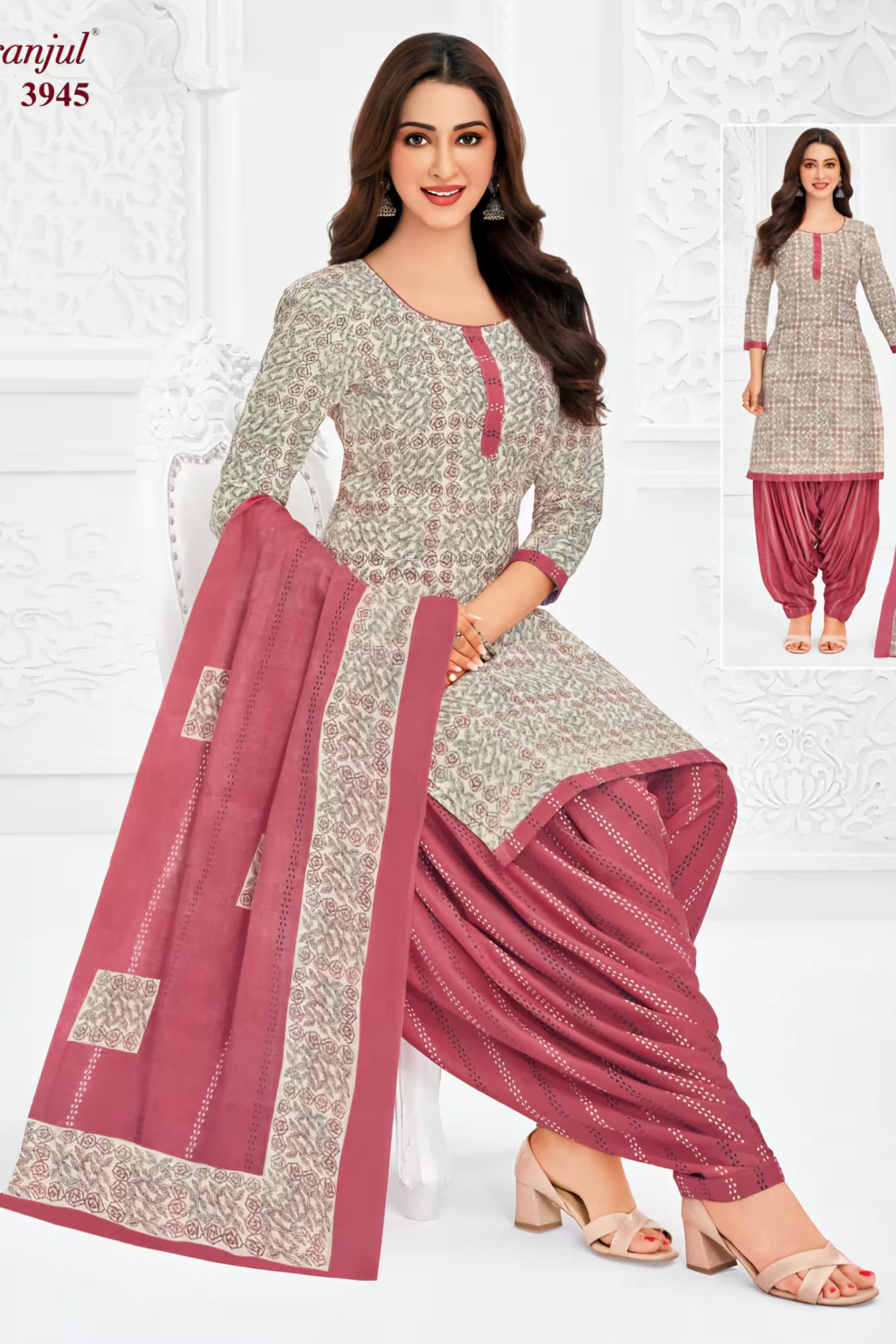 Pranjul - Cotton Printed Readymade Salwar Suit With Patiala Pant and Dupatta - P3945