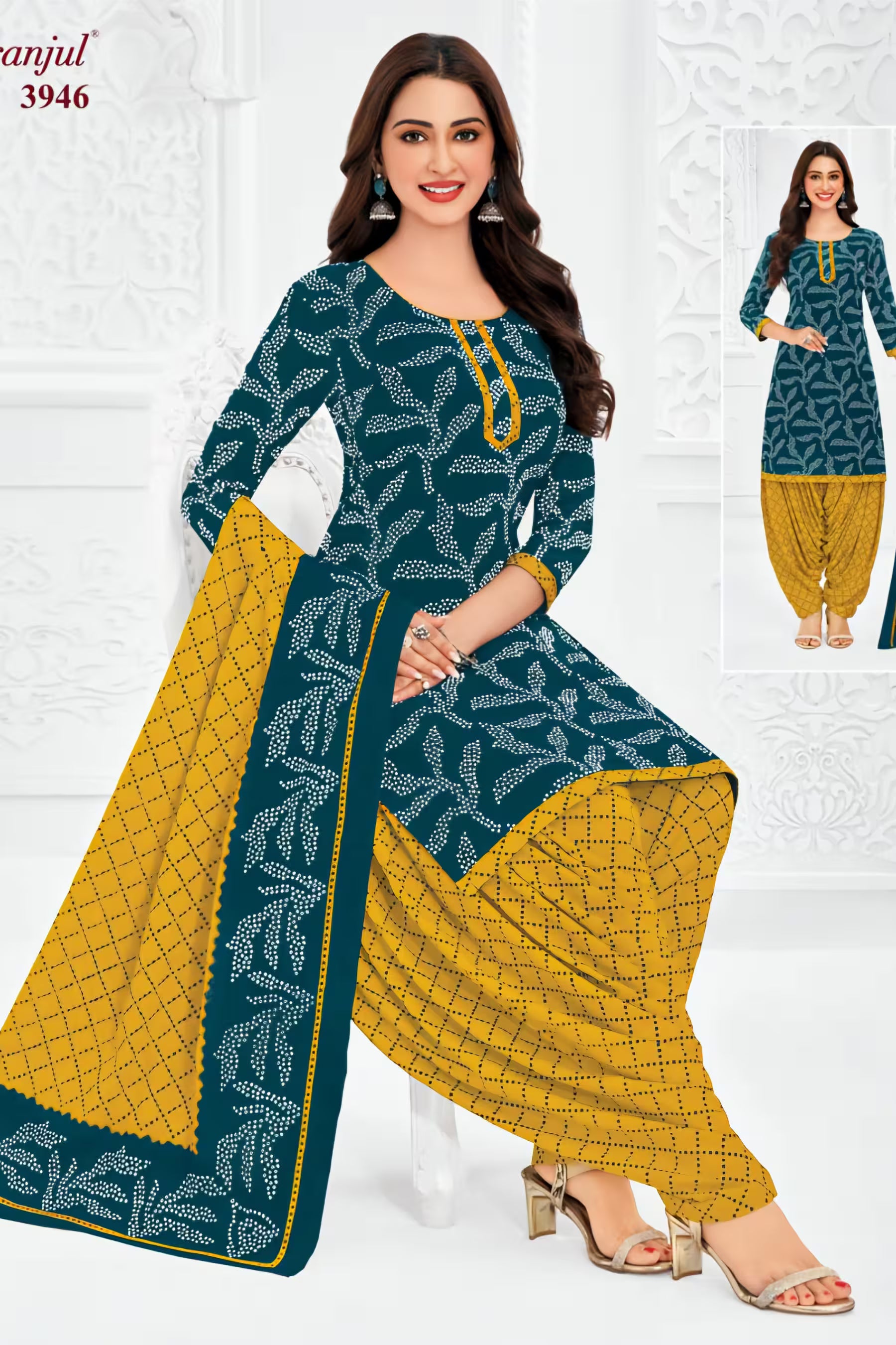 Pranjul - Cotton Printed Readymade Salwar Suit With Patiala Pant and Dupatta - P3946