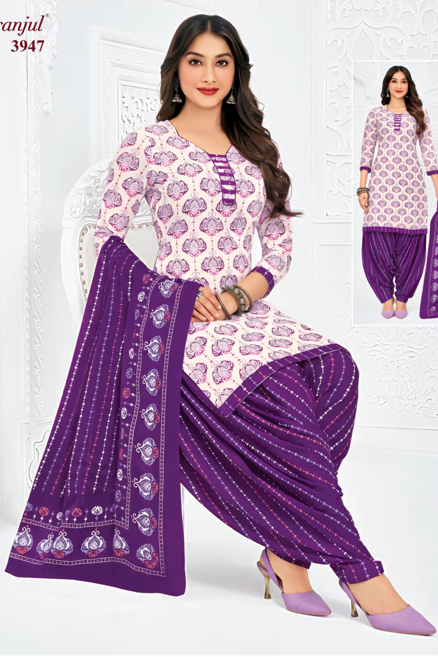 Pranjul - Cotton Printed Readymade Salwar Suit With Patiala Pant and Dupatta - P3947